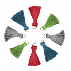 pompons mini avec anneau dore 3 cm urbain 8 pieces