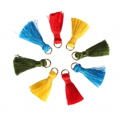 pompons mini avec anneau dore 3 cm vif 8 pieces
