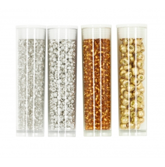 perle rocaille tubes 8 g argente dore 4 pieces