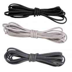 lacet plat en suedine noir gris clair fonce 3 mm x 2 m
