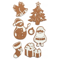 motifs noel liege adhesif imprime blanc 15 a 6cm x7 pcs