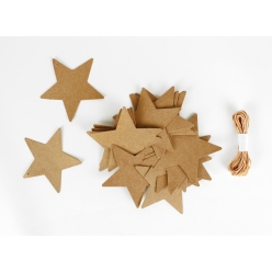 tags craft etoile 8x7 cm x 20 et ficelle 3 m