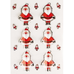 stickers 3d holographique pere noel 45cm x 6 pcs