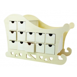 calendrier de l avent traineau bois 375x25x17cm