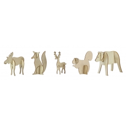 animaux bois a monter ecureuil elan cerfrenard ours 105cm x 5pcs
