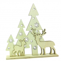 scene de noel bois cisele a poser 26 x 25 x 45 cm