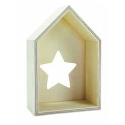 maison bois decoupe etoile 145 x 95 x 48 cm