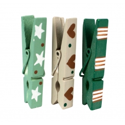 pinces a linge vert blanc brun motifs imprimes 45cm x 12 pcs
