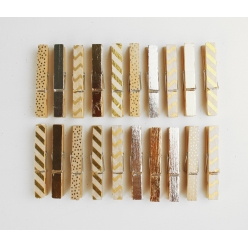 pinces a linge bois or argent geometrique 73 x 1 cm x 20 pcs