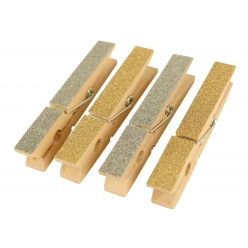 pinces a linge bois or argent paillete 73 x 1 cm x 4 pcs