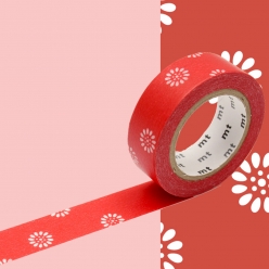 masking tape mt fleurs fond rouge  kurenaigiku