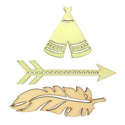 embellissement bois cisele assortiment indien 4 a 7 cm x 3 pcs