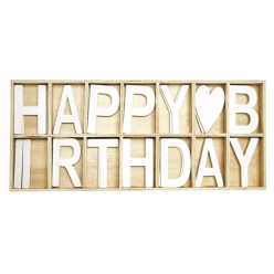 lettres bois happy birthday x 28 pcs