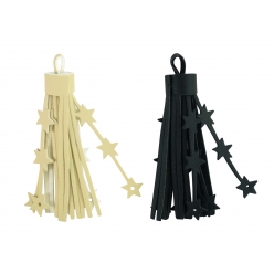pompon cuir synthetique a frange etoilee x 2 pcs