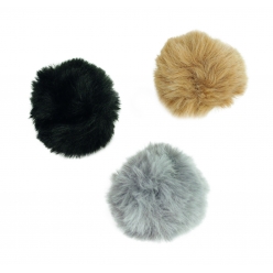 pompons en fausse fourrure gris taupe noir x 3 pcs