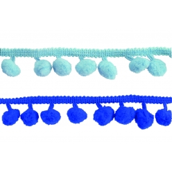 galon a pompons 8mm bleu