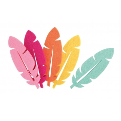 plume feutrine jaune orange fuschia turquoise 10cmx25mm x 10 pcs