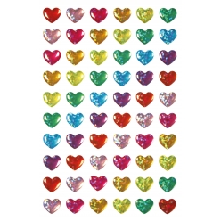 sticker epoxy coeur couleurs assorties 12 x 10 mm x 60 pcs