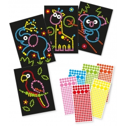 feuille cartonnee a4 animaux x 4pcs et planche de gommettes x 6 pcs