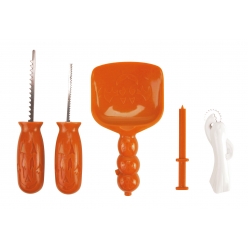 outil de sculpture de citrouille x 5 pcs livre 12 pochoirs inclus