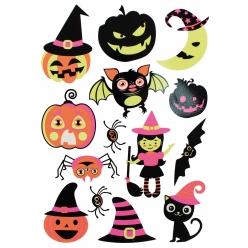 stickers fluorescents halloween 4 a 7 cm x 14 pcs