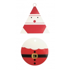 tags carton pere noel triangle 85 x 85 cm rond 8 cm x 10 pcs