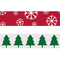 rouleau washi tape noel houx et flocon 3m x 15 mm x 2 pcs