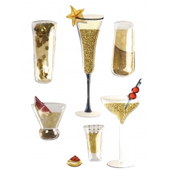 sticker cocktail 3d paillete x 7 pcs