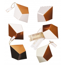 boite cadeau a monter et suspendre x 6 pcs ficelles et etiquettes