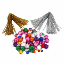 pack maxi glitter chenille et pompons 300 pieces
