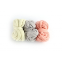 grosse laine a tisser 3 pelotes blanc gris corail