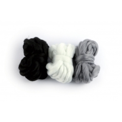 grosse laine a tisser 3 pelotes noir blanc gris