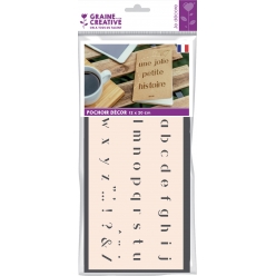 pochoir deco 12x20 cm alphabet minuscule n1