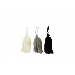 pompon houppe en laine camaieu bleu 8cm 3 pieces