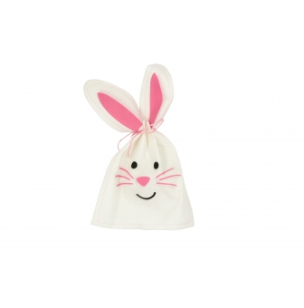sac lapin imprime blanc et rose 24 cm