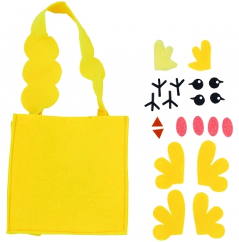 sac tote bag poussin en feutrine pour la chasse aux oeufs