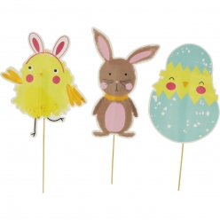 deco sur pic animaux de paques pour chasse aux oeufs 6 pieces