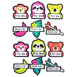 sticker fluo jungle 12 pieces
