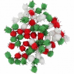pompon paillete glitter rouge vert blanc 08 cm 200 pieces
