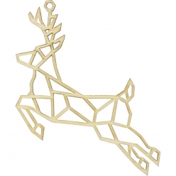 suspension de noel en bois cerf esprit origami 14cm
