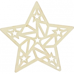 suspension de noel en bois etoile esprit origami 15 cm