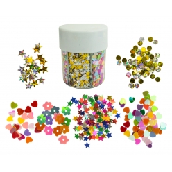 pot saupoudreur de paillettes fleur etoile coeur et rond