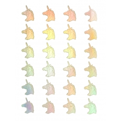 sticker holographique licorne 25x18 cm 24 pieces