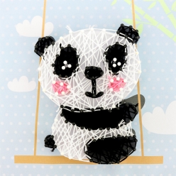 tableau de fil tendu string art panda 21 x 21 cm