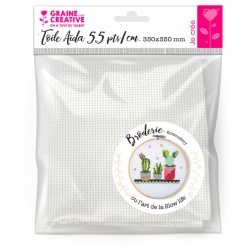 toile aida 55 ptscm blanche 35 x 35 cm