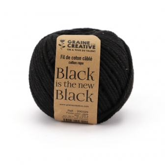 fil de coton cable noir ideal pour macrame frange et knot