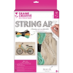 tableau de fil tendu string art velo 30x20 cm