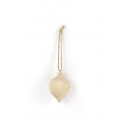 boule de noel goutte en bois a suspendre 6 cm