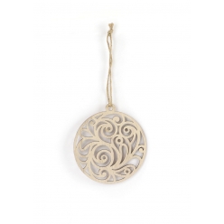 boule de noel en bois a suspendre 11 cm