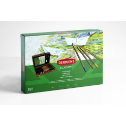 coffret de 30 crayons de couleur avec accessoires derwent academy